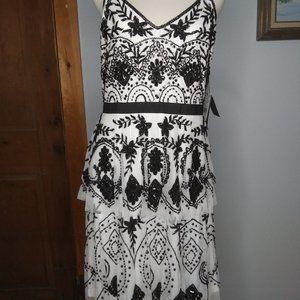 New with some tags Adrianna Papell Cocktail Dress Ivory with black beads